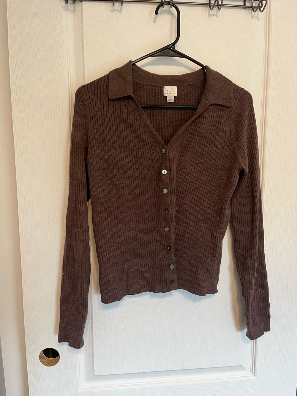 a new day brown collared cardigan